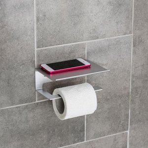 СИМА-ЛЕНД Держатель для туалетной бумаги с полочкой 6,5x16x11,5 см, алюминий