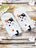 Короткие носки &quot;Котята с хвостом&quot; Серые