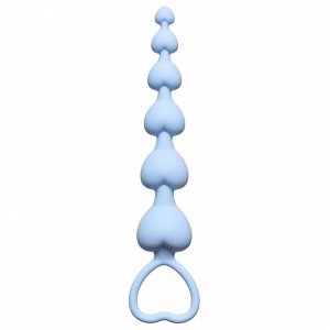 Голубая анальная цепочка Heart's Beads Blue - 18 см.