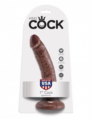 Коричневый фаллоимитатор с присоской 7" Cock - 17,8 см.