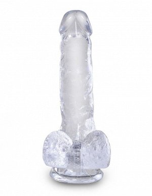 Прозрачный фаллоимитатор King Cock Clear 6" Cock with Balls - 17,8 см.