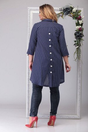 Блузка 100% хлопок Рост: 164-170 см. Удлинённая блуза выполнена из хлопковой блузочной ткани в полоску. Сложный резанный крой блузы с защипами и срезами делают модель особенной. Верх рубашечного типа,