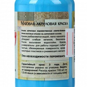 Краска акриловая Matt 100 мл ТАИР Acryl hobby Матовый 0301085 Голубой