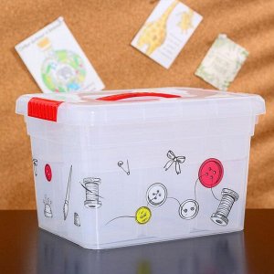 Контейнер-органайзер с крышкой FunBox «Хобби Handmade», 5 л, 25?20?16 см, 6 вставок S + лоток S, цвет прозрачный