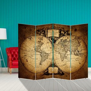 Ширма "Старинная карта мира", 200 ? 160 см