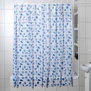 СИМА-ЛЕНД Штора для ванной комнаты «Ракушки», 180?180 см, полиэтилен, цвет белый