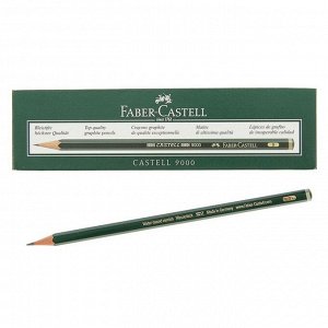 Карандаш художественный чёрнографитный Faber-Castel CASTELL® 9000 профессиональные B зелёный