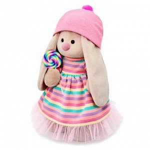 Мягкая игрушка «Зайка Ми» в полосатом платье с леденцом, 25 см