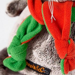 Мягкая игрушка «Басик», в оранжево-зелёной шапке и шарфике, 19 см