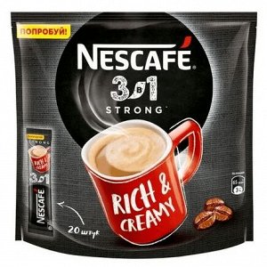 NESCAF® 3 в 1 крепкий. Напиток кофейный растворимый. 20 стиков х 16 грамм