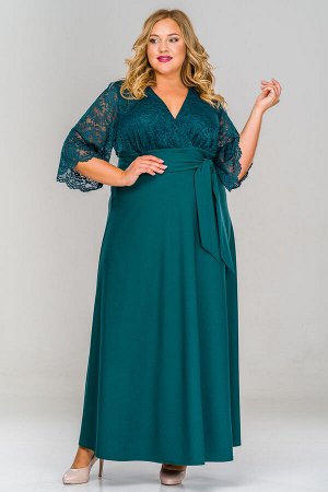 La'Te Платье длинное с кружевным лифом, зеленое