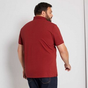 Удобная рубашка-поло из хлопка пике - красный