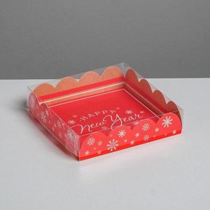 Коробка для кондитерских изделий с PVC крышкой New story, 13 х 13 х 3 см