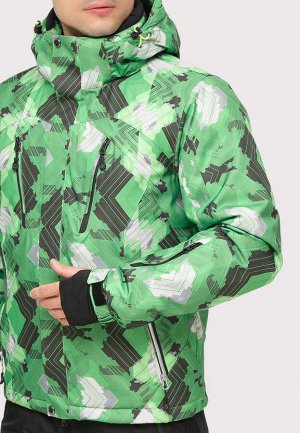 Мужская зимняя горнолыжная куртка зеленого цвета 18108Z
