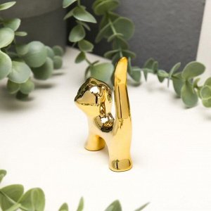 Сувенир керамика "Котик, хвост трубой" золото 8,4х4,9х2,5 см