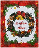 Полотенце вафельное МАНДАРИНОВОЕ НАСТРОЕНИЕ АРТ - венок р-р 50х60