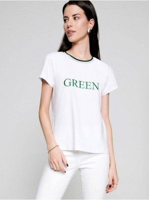 Белая футболка с сияющей вышивкой "Green" LD 1108 19С-952ТСП