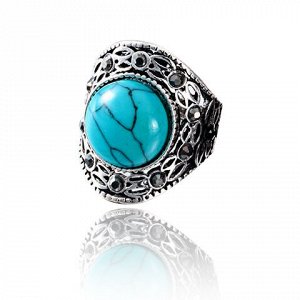 1E0160-2 Кольцо Винтаж, размер 17, цвет голубой