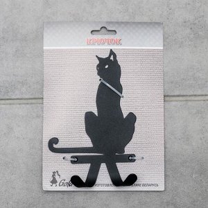 Крючок для сумок «Кошка», цвет чёрный