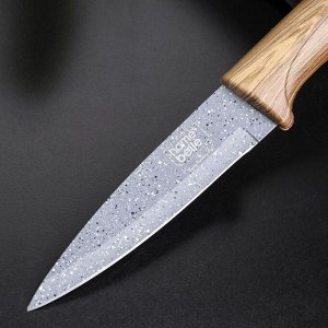 Нож с антиналипающим покрытием Доляна «Гранит», лезвие 9 см, цвет серо-коричневый