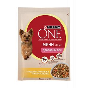 Purina ONE MINI влажный корм для собак мелких пород Индейка+Морковь контроль веса 85гр пауч АКЦИЯ!