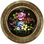 Поднос эмалированный д36х2,5см, с деколью, микс (Китай)