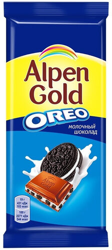 Шоколад Альпен Гольд Alpen Gold Oreo молочный с дробленым печеньем "Орео",90 г