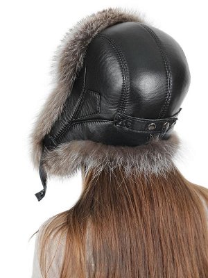 Женская шапка ушанка из енота с козырькомРуфина