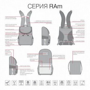 RAm-084-1 Рюкзак школьный с мешком