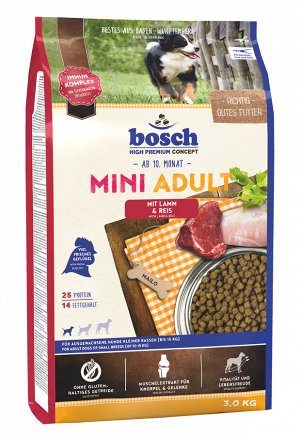 Bosch Mini Adult с ягнёнком и рисом сухой корм для собак 1 кг