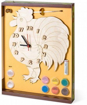 Часы с циферблатом под роспись "Петух" с красками