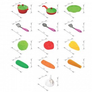 Набор овощей и кухонной посуды "Волшебная Хозяюшка" (12 предметов на подносе) 624 (1/15)