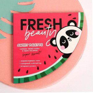 Палетка для макияжа Fresh beauty: румяна, хайлайтер и тени для век, 4 оттенка