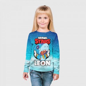Детский лонгслив 3D «BRAWL STARS LEON SHARK»