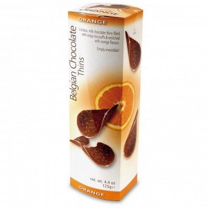 Шоколадные чипсы Belgian Chocolate Thins Orange, 125 г