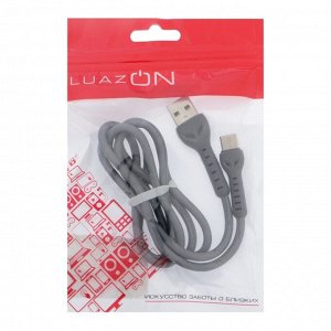 Кабель LuazON, Type-C - USB, 1 А, 1 м, усиленный штекер, серый