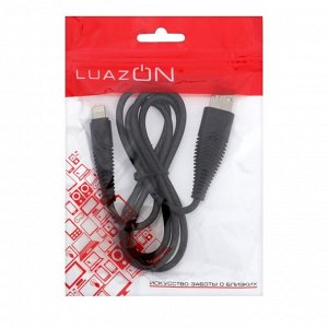 Кабель LuazON, Lightning - USB, 1 А, 1 м, черный