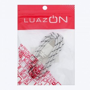 Кабель LuazON, Lightning - USB, 1 А, 1 м, оплётка нейлон, черно-белый