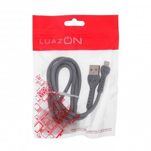 Кабель LuazON, Lightning - USB, 1 А, 1 м, усиленный штекер, серый