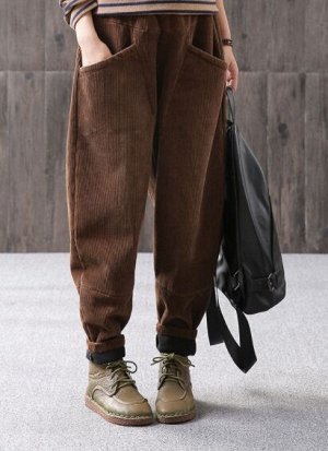 Вельветовые брюки коричневый