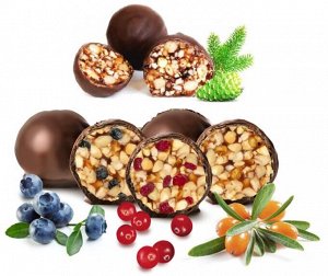 Кедровые конфеты Ассорти в натуральном шоколаде (72%), 120 гр