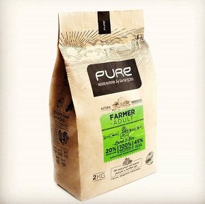 Pure Farmer adult 2 кг (Сухой полнорационный корм для собак средних и крупных пород, ягненок; рис)