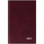 Ежедневник датир. 2021г., A5, 168л., бумвинил, OfficeSpace, бордовый