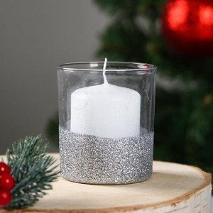 Свеча в стекле "Праздничная", серебро, 7.8?7 см