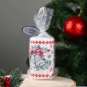 Свеча-цилиндр «С Новым годом! Колокольный звон», 6?10 см, 30 ч, 227 г, графика