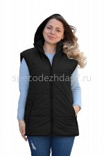 Жилет утеплённый с капюшоном цв.чёрный тк.дюспо