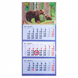 Календари квартальные трио "Медведи в лесу" 31 х 69 см