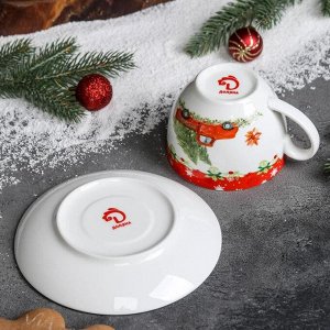 Чайная пара «Новогодее волшебство», чашка 280 мл, блюдце 15 см