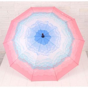 Зонт - трость полуавтоматический «Горы», 10 спиц, R = 49 см, цвет розовый/голубой МИКС