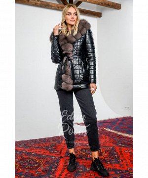 Зимняя куртка из экокожи с мехом Артикул: R-577-2-75-CH-P